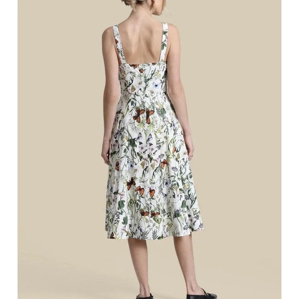 NEW Avec Les Filles Botanical Butterfly Floral Midi Sundress Sz 6 - Picture 4 of 16